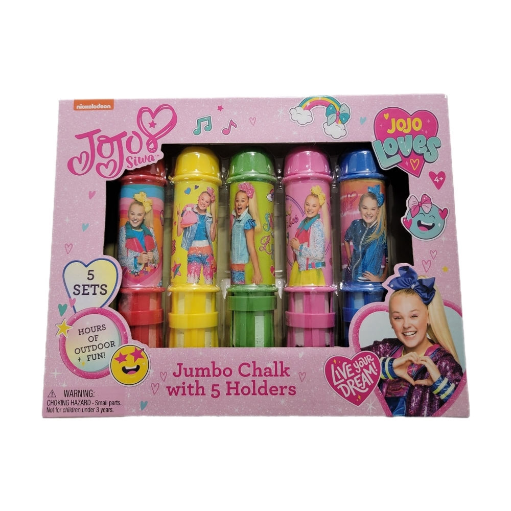 JoJo Siwa Jumbo Chalk Set with Holder - 5 Pieces for Fun and Colorful Sidewalk